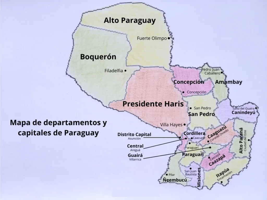 Los 17 Departamentos y Capitales de Paraguay