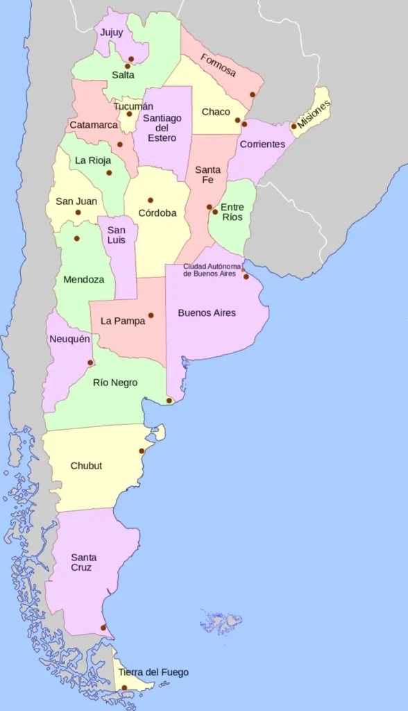 Mapa de las provincias de Argentina