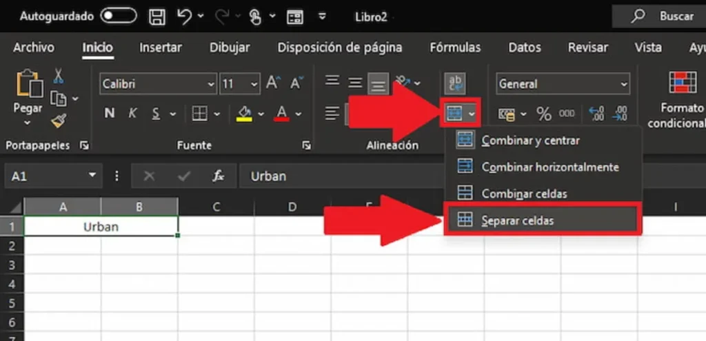 Cómo separar celdas en Excel