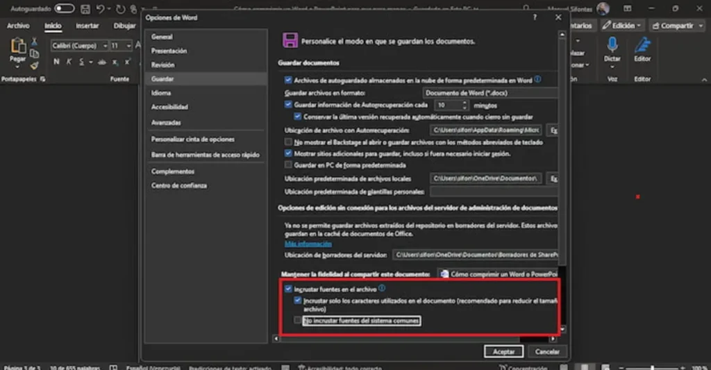 Pasos para comprimir un Word o PowerPoint