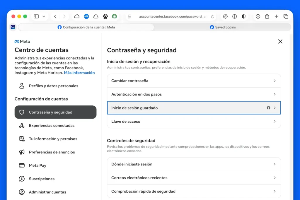 Guardar tu información de inicio de sesión