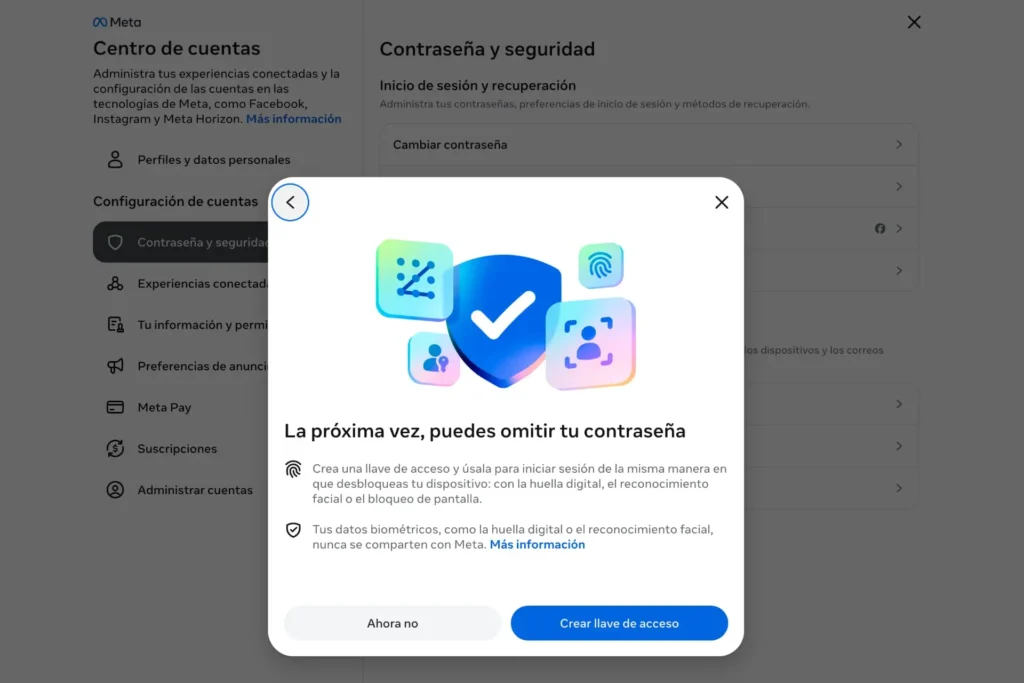 Llave de acceso para entrar a tu Facebook