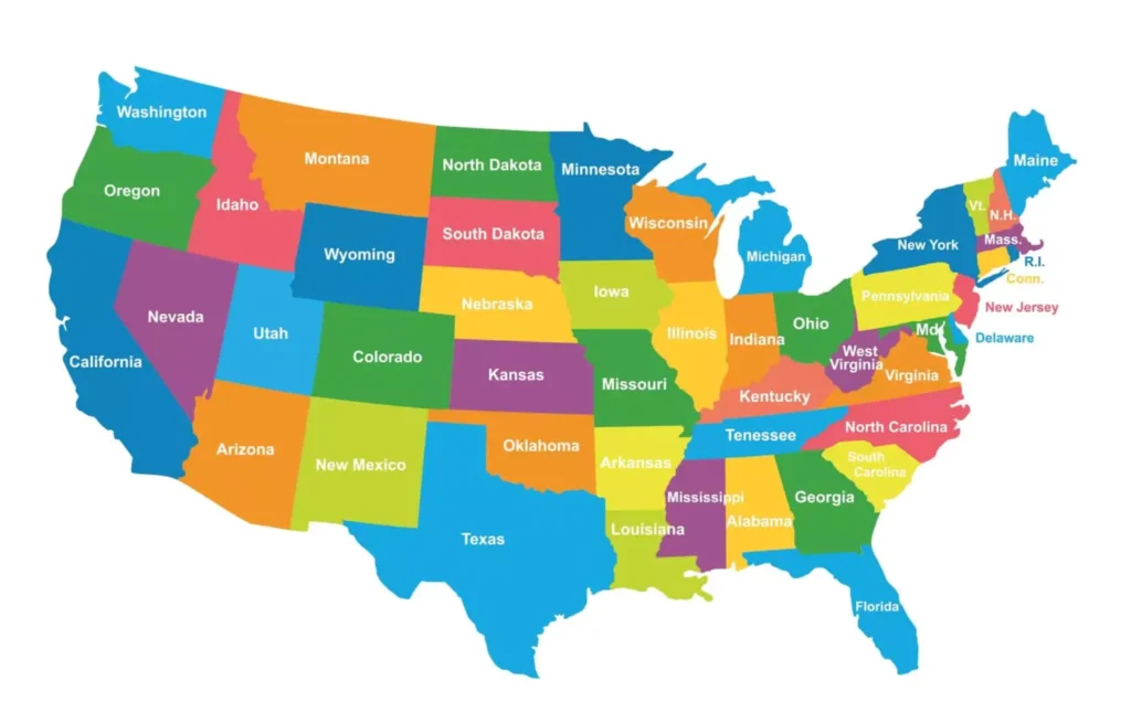 Mapa de los Estados de Estados Unidos