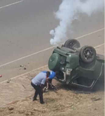 Lamentable accidente de un vehículo militar en las inmediaciones de la panadería San Juan