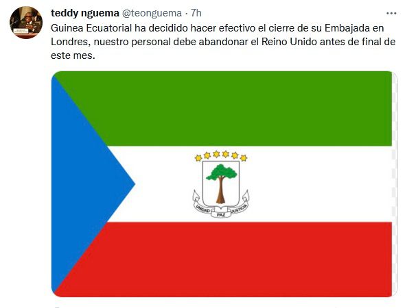 Guinea Ecuatorial cerrará su embajada en Londres antes de finales de enero