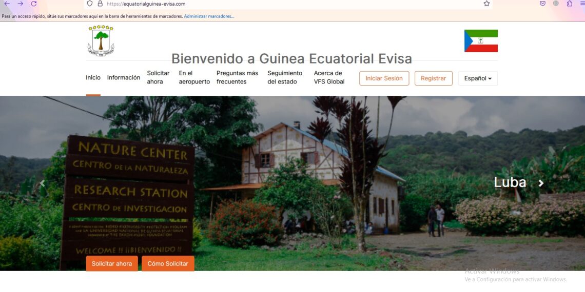 página web para solicitar el visado onlie en Guinea Ecuatorial