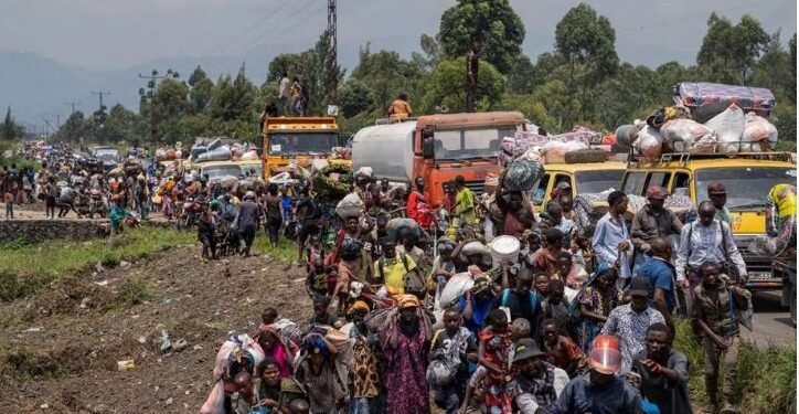 Refugiados se dirigen hacia Goma huyendo de la reanudación de los combates, el miércoles en Kivu del Norte/ Foto: EFE